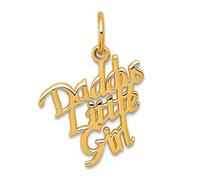 Collier avec pendentif en or jaune massif poli 10 carats avec inscription « Daddys Little Teen » - 24 x 8 mm de large - Pour femme