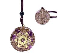 Collier avec Pendentif en Orgonite Yantra, Collier de Méditation et de Prière, Cosmic Energy Chakra Cadeau Guérisseur pour Femmes et Hommes(chaîne Réglable, Violet)