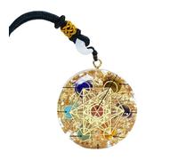 Collier avec Pendentif en Orgonite Yantra, Collier de Méditation et de Prière, Cosmic Energy Chakra Cadeau Guérisseur pour Femmes et Hommes(chaîne Réglable)