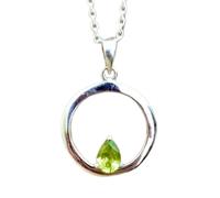 Collier avec pendentif en péridot naturel vert facetté 7 x 5 mm, en argent sterling 925, avec chaîne de 45 cm, pour une abondance, un renouvellement, une énergie positive, une guérison du cœur, un