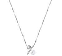 Collier avec pendentif en perle naturelle et zircon pour femme, chaîne réglable en argent S925, 45 cm, bijou minimaliste pour un cadeau élégant, argent sterling S925, zircon, perle, sans pierre