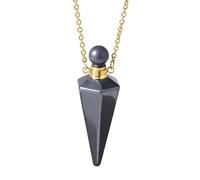 Collier avec Pendentif En Pierre Conique En Cristal Naturel, Diffuseur D'Huiles Essentielles, Bouteille De Parfum, Chaîne Ras Du Cou, Pilier Hexagonal, Bijoux Énergétiques En Pierres Précieuses