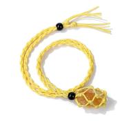 Collier avec pendentif en pierre de chanvre et corde tissée à la main - Pierre de naissance - Style européen et américain - Pour homme et femme, 45cm, Pierre Bois, Cristal