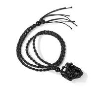 Collier avec pendentif en pierre de chanvre et corde tissée à la main - Pierre de naissance - Style européen et américain - Pour homme et femme, 45cm, Pierre Bois, Cristal
