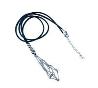 Collier avec pendentif en pierre de cristal réglable en maille - Bijoux en cage vide pour femme et homme - Chaîne réglable - Pendentif de poche en métal noir unique, Small, Comme décrit, Comme décrit.
