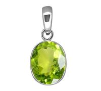 Collier avec pendentif en pierre de naissance ovale naturelle certifiée péridot pour femme