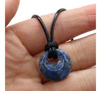 Collier avec pendentif en pierre naturelle de forme ronde en cristal œil de tigre pour femme et homme - Fabrication de bijoux - Cadeau - Pierre naturelle - Corde de cire, taille unique, Comme décrit