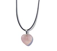 Collier avec pendentif en pierre naturelle en forme de cœur en cristal œil de tigre pour femme et homme - Fabrication de bijoux - Cadeau - Pierre naturelle - Corde de cire, taille unique, Comme décrit