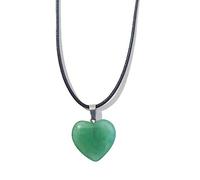 Collier avec pendentif en pierre naturelle en forme de cœur en cristal œil de tigre pour femme et homme - Fabrication de bijoux - Cadeau - Pierre naturelle - Corde de cire, taille unique, Comme décrit