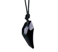 Collier avec pendentif en pierre pour femme et homme - Collier court avec nom floral (noir, taille unique)