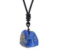 Collier avec pendentif en pierre précieuse - Pendentif en cristal lapis lazuli naturel, pendentif brut, collier en cristal tendance, pendentif tissé à la main, tour de cristal de poche, collier