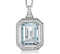 Collier avec pendentif en véritable aigue-marine pour femme - Pierre de naissance naturelle du mois de mars - Chaîne minimaliste en argent sterling/or - Cadeau fait main pour elle