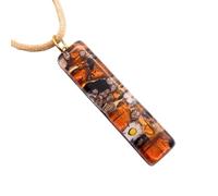 Collier avec pendentif en verre de Murano, fait à la main, bijoux en verre d'art italien avec pièces Millefiori et fleurs, feuille d'or 24 carats, 4 cm x 1 cm (Lisa), 4cm x 1cm, Verre, Pas de gemme