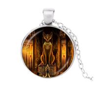 Collier avec pendentif en verre fait à la main en forme de chat de déesse égyptienne ancien, 4