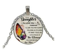 Collier avec pendentif en verre « To my daughter I will always love your photo », Verre
