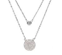 Collier avec pendentif en zircon pour femme, collier avec pendentif double zircone cubique, 100% argent sterling 925, bijou pour femme, lunette en zircone cubique, grand charme disco, collier éléga