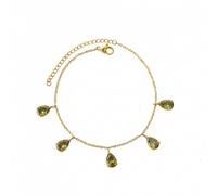 Collier avec pendentif en zircon vert forêt-5 pierres or titane acier couches Choker, 18 5cm réglable minimaliste chaîne de la clavicule pour les femmes (10x6mm)