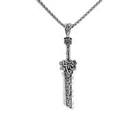 Collier avec pendentif épée brisée vintage pour homme - Chaîne médiévale en acier inoxydable avec motif gothique, motard, hip-hop, finition argent antique et fermoir sécurisé