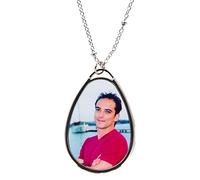 Collier avec pendentif format ovale imprimé avec une photo - Pendentif ovale en acier à personnaliser avec une photo - Collier original personnalisable