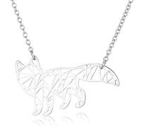 Collier avec pendentif géométrique en origami renard pour femme - Bijoux creux - Cadeaux de fête, Métal