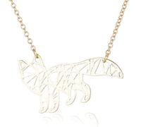 Collier avec pendentif géométrique en origami renard pour femme - Bijoux creux - Cadeaux de fête, Métal