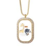 Collier avec pendentif girafe éléphant de dessin animé marron avec strass