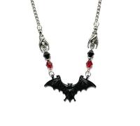 Collier avec pendentif gothique, bijoux en argent Sterling noir, Vampire Punk Party accessoire, cadeau gothique énervé unisexe, Vintage Bat Design avec chaîne