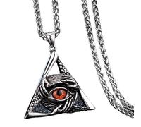 Collier avec pendentif gothique triangle œil de diable punk tendance à trois mains Collier rétro pour homme et garçon