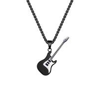 Collier avec pendentif guitare électrique basse en acier inoxydable pour homme Longueur 55 cm Longueur 3 mm, Acier inoxydable, Pas de gemme