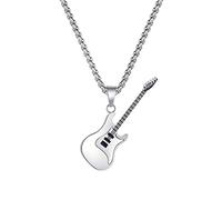 Collier avec pendentif guitare électrique basse en acier inoxydable pour homme Longueur 55 cm Longueur 3 mm, Acier inoxydable, Pas de gemme