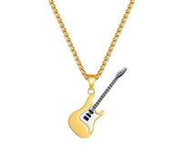 Collier avec pendentif guitare électrique basse en acier inoxydable pour homme Longueur 55 cm Longueur 3 mm, Acier inoxydable, Pas de gemme