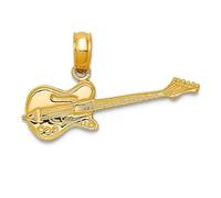 Collier avec pendentif guitare électrique en or jaune massif 10 carats 20 mm pour femme