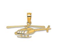 Collier avec pendentif hélicoptère en or jaune massif 10 carats 21,75 mm pour femme