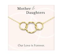 Collier avec pendentif « Hope Love Shine » pour mère et fille en argent sterling doré avec double cercles entrelacés - Cadeau pour la fête des mères, 17 mm, 12 mm, 10 mm, Argent plaqué or jaune, Pas