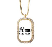 Collier avec pendentif I Am A Millionaire In The Dream en cristal doré