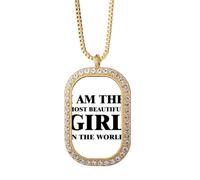 Collier avec pendentif I Am The Most Beautiful Girl en cristal doré