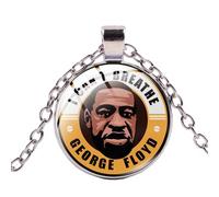 Collier avec pendentif « I can't breath » George Floyd American Protest Black Lives Matter » - Long collier en verre - Pour homme et femme, nan