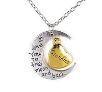 Collier avec pendentif « I Love You To the Moon and Back » - En alliage - Pour grand-mère