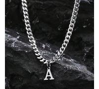 Collier avec pendentif initial en acier inoxydable pour homme, 1 pièce L,M,S,H,A,T,O,X,B,C,D,E,F,G,I,J,K,N,P,Q,R,U,V,W,Y,ZAcier inoxydable