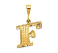 Collier avec pendentif initiale en or jaune massif 10 carats de 16 mm pour femme, One Size, Métal Or jaune Doré Métal Or jaune, Pas de gemme