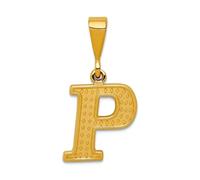 Collier avec pendentif initiale en or jaune massif 10 carats de 16 mm pour femme, One Size, Métal Or jaune Doré Métal Or jaune, Pas de gemme