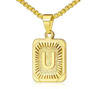 Collier avec pendentif initiale en or pour femme - Collier avec monogramme lettre U - Colliers dorés pour garçons, Or, Pas de gemme