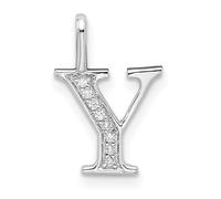 Collier avec pendentif initiale Y en or blanc 14 carats et diamant 15,53 x 10,43 mm de large pour femme