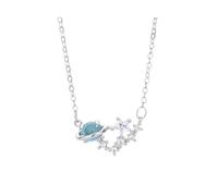 Collier avec pendentif, jolie et douce fille, chaîne pour clavicule avec pendentifs en cristal bleu, bijoux d'amitié, One Size
