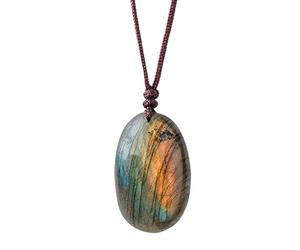 Collier avec pendentif labradorite - Bijoux en pierre labradorite | véritable bijou minéral de , délicate cravate d'énergie spirituelle faite à la main | Pendentif avec déclaration esthétique