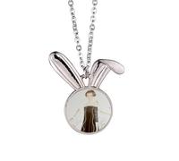 Collier avec pendentif lapin aquarelle style chinois avec aigrettes