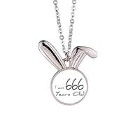 Collier avec pendentif lapin avec inscription « I am 666 years old age »