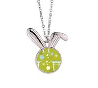 Collier avec pendentif lapin du Japon Bleu Vert Blanc