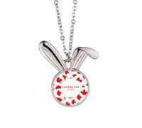 Collier avec pendentif lapin en érable 4 juillet Happy Canada Day