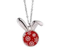 Collier avec pendentif lapin en forme de flocon de neige rouge